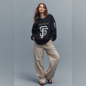 NWT SOLD OUT Denimist Teri Wide-Leg Carpenter Pants Brown Railroad Stripe Size31